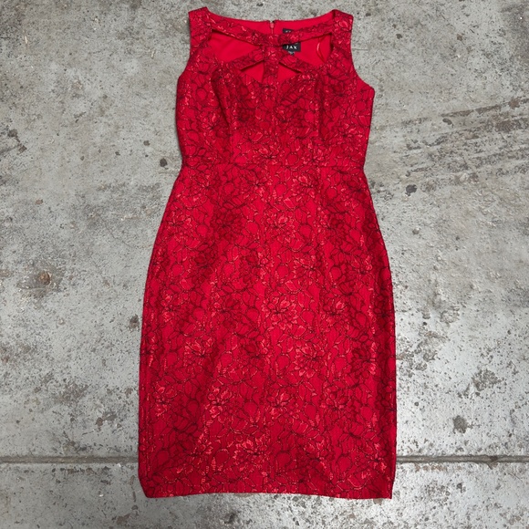 Jax Neiman Marcus Sexy Lace Cross Font Red Dress Size 8 - Picture 1 of 2